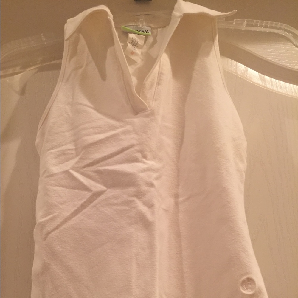 White V-Neck Workout Top